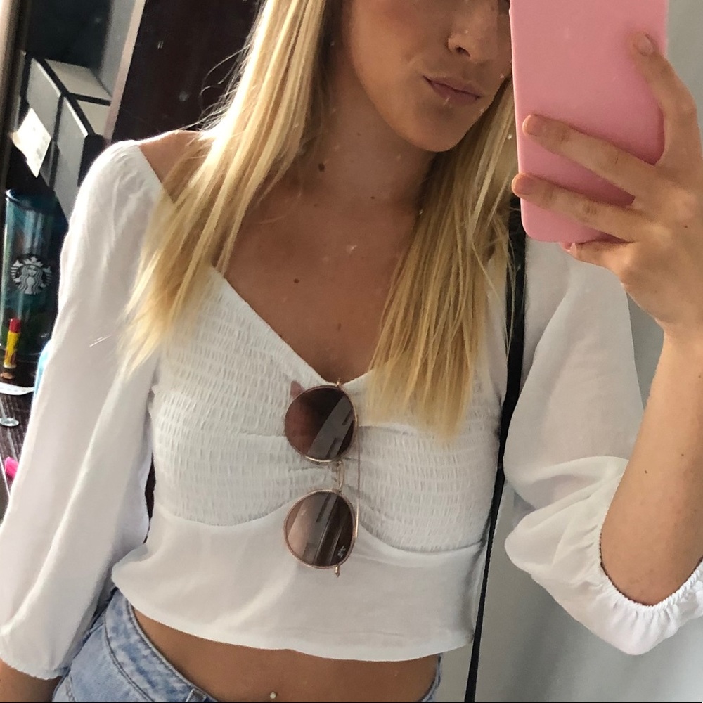 White cropped top